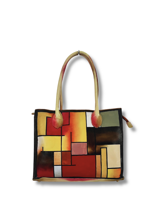 Maze hand-painted leather bag